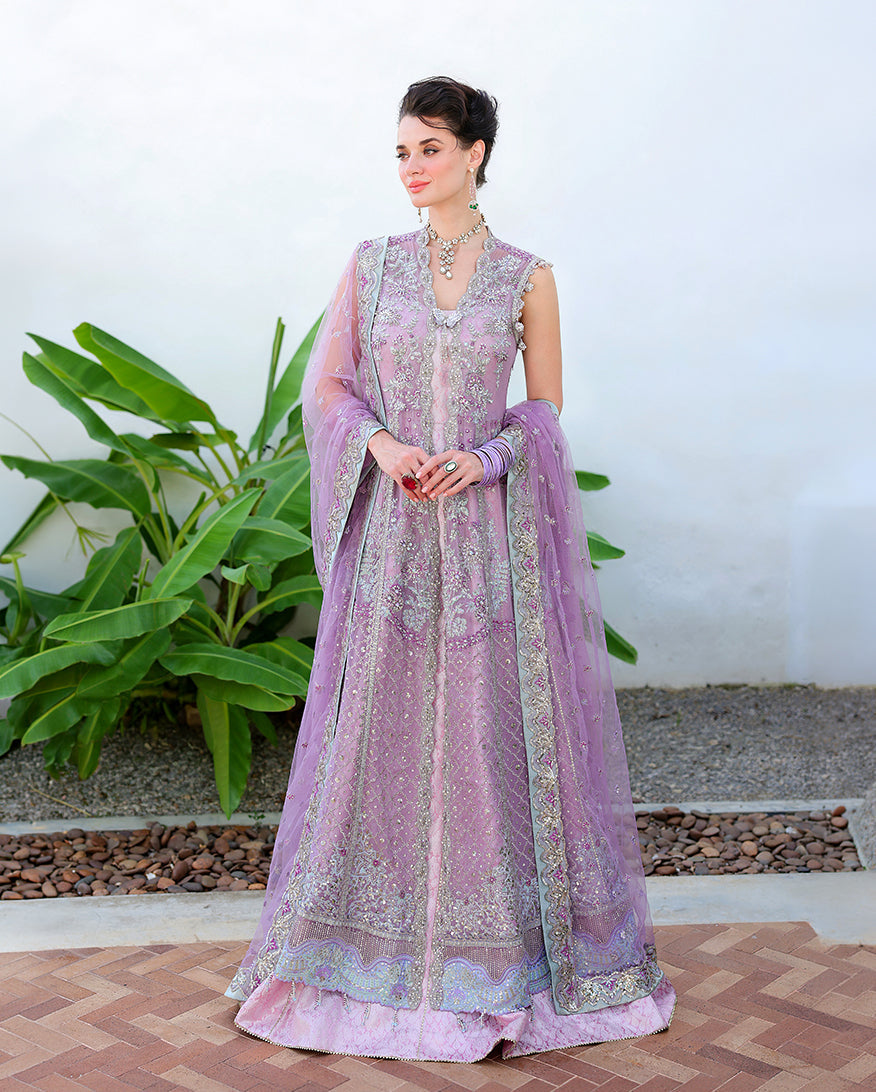 Mushq Miss Mischief lilac chiffon formal front view