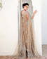 Mushq Pretty Rebel beige chiffon formal back view with dupatta train