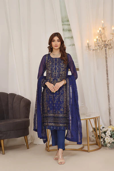 3 PIECE - LUXURY EMBROIDERED CHIFFON SUIT