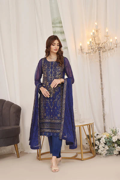 3 PIECE - LUXURY EMBROIDERED CHIFFON SUIT