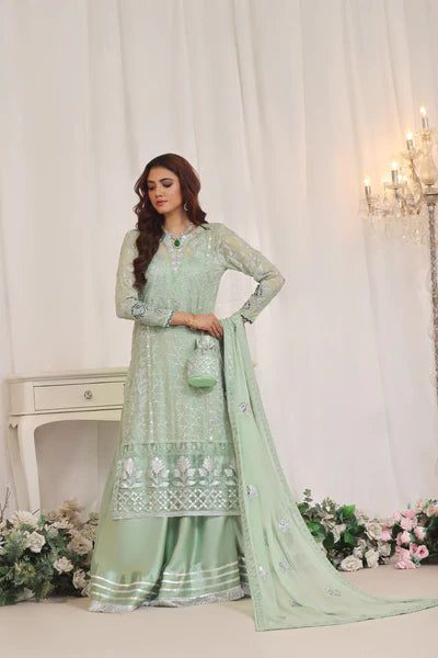 3 PIECE - LUXURY EMBROIDERED CHIFFON SUIT