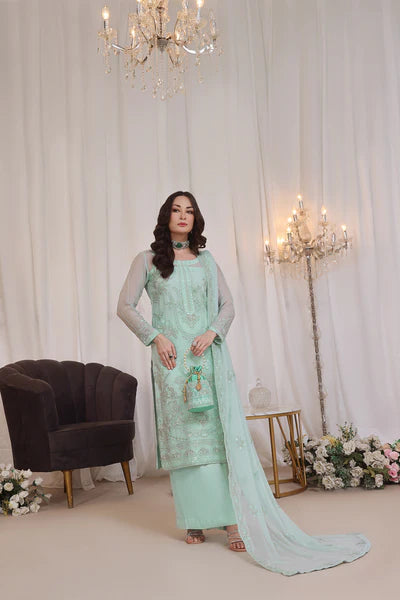 3 PIECE - LUXURY EMBROIDERED CHIFFON SUIT