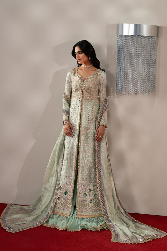 Afrozeh Marais – sage green wedding formal, designer view 1