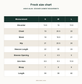 Akbar Aslam aurea - Frock size chart