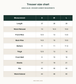 Akbar Aslam aurea - Trouser size chart