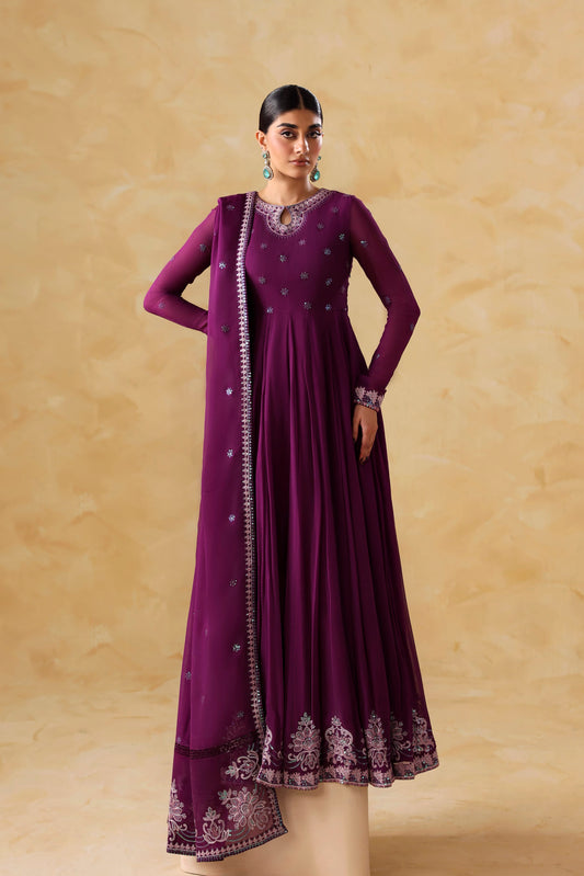Akbar Aslam Aurea Embroidered Chiffon Frock Formal — outfit view 1
