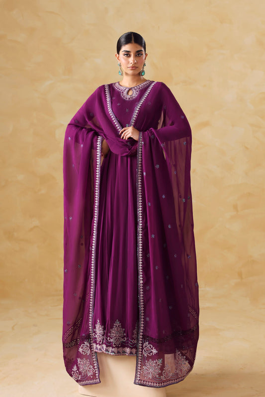 Akbar Aslam Aurea Embroidered Chiffon Frock Formal — outfit view 2