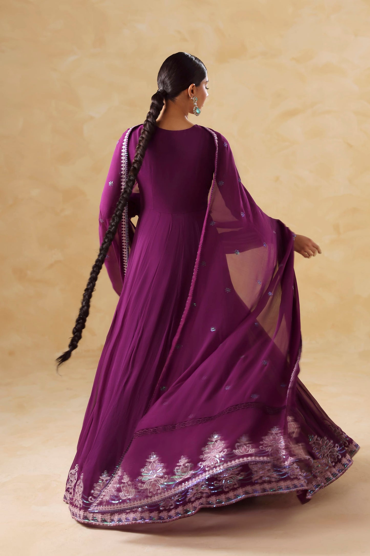 Akbar Aslam Aurea Embroidered Chiffon Frock Formal — outfit view 6