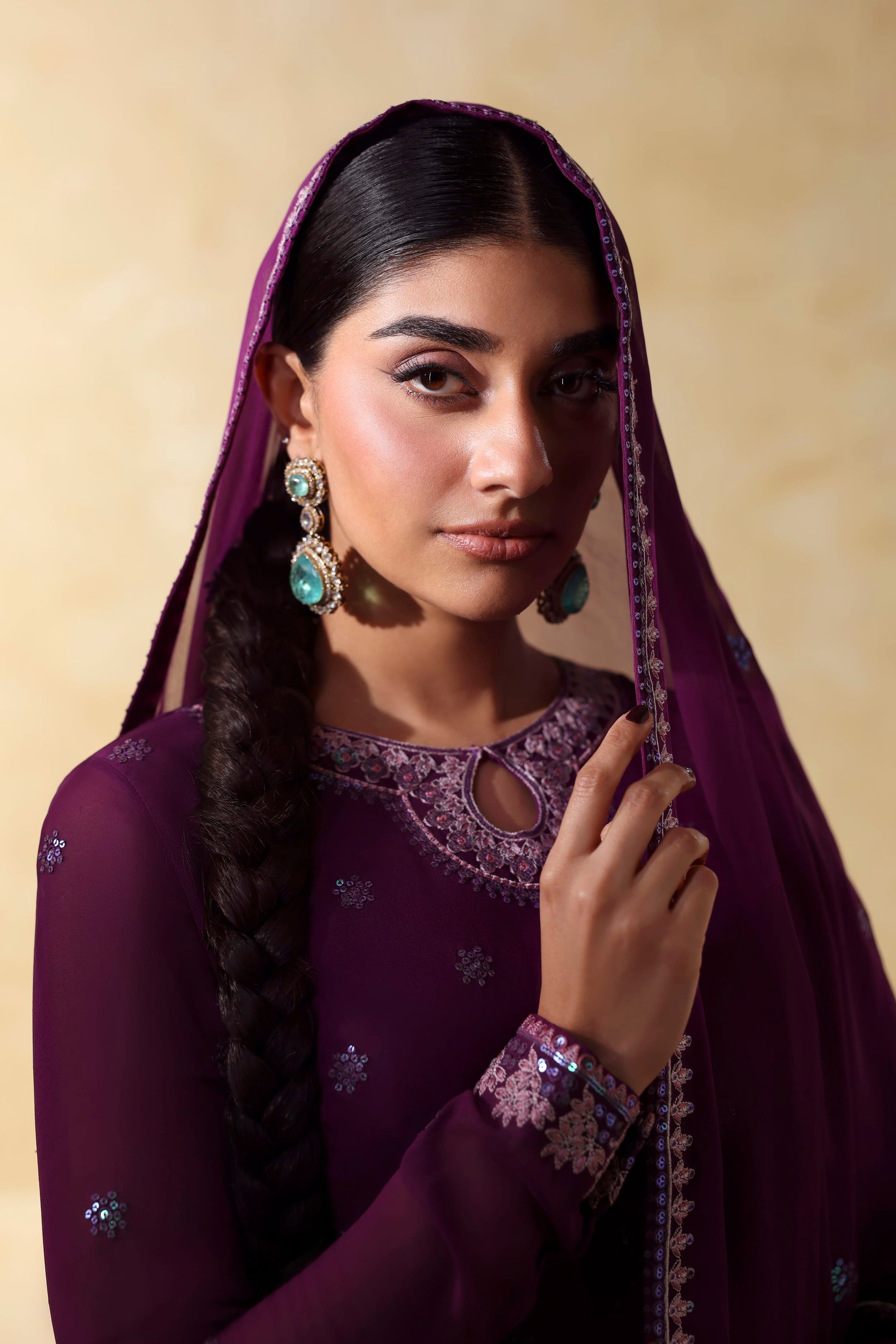 Akbar Aslam Aurea Embroidered Chiffon Frock Formal — outfit view 7