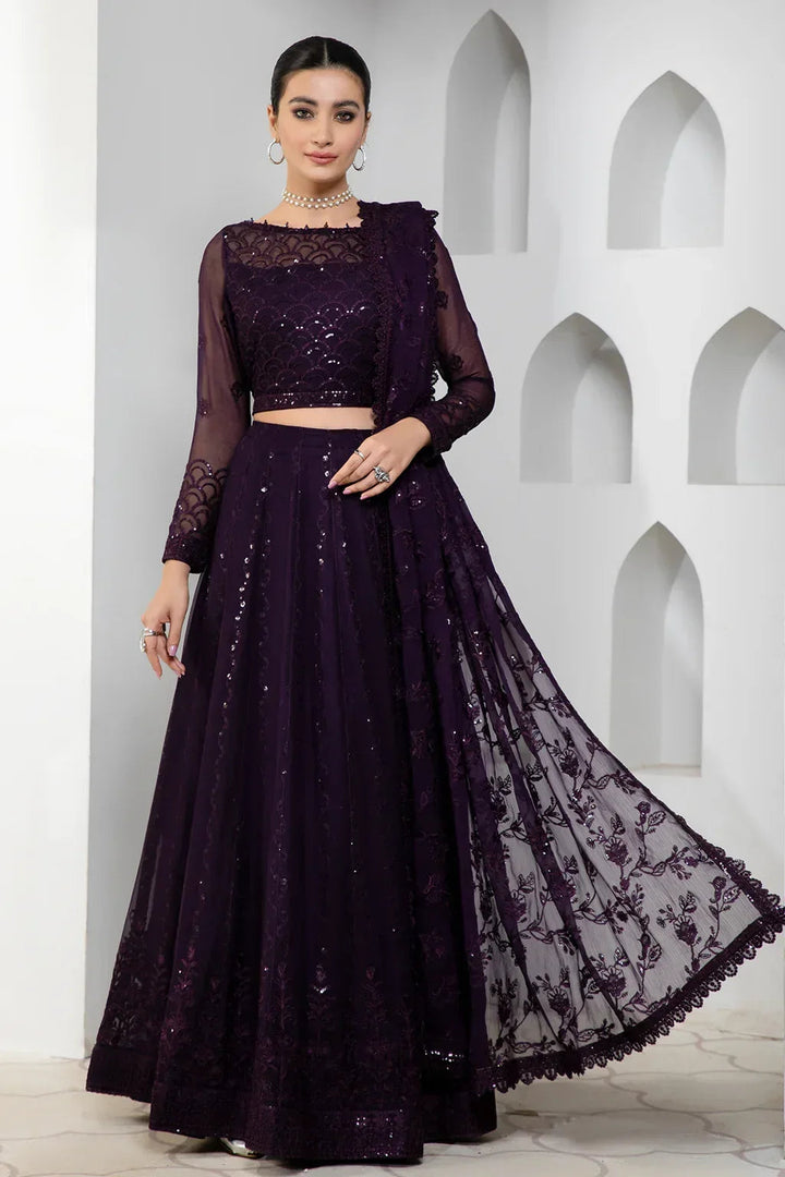 Zarif Dark Orchid Purple Chiffon Lehenga Choli — outfit view 1
