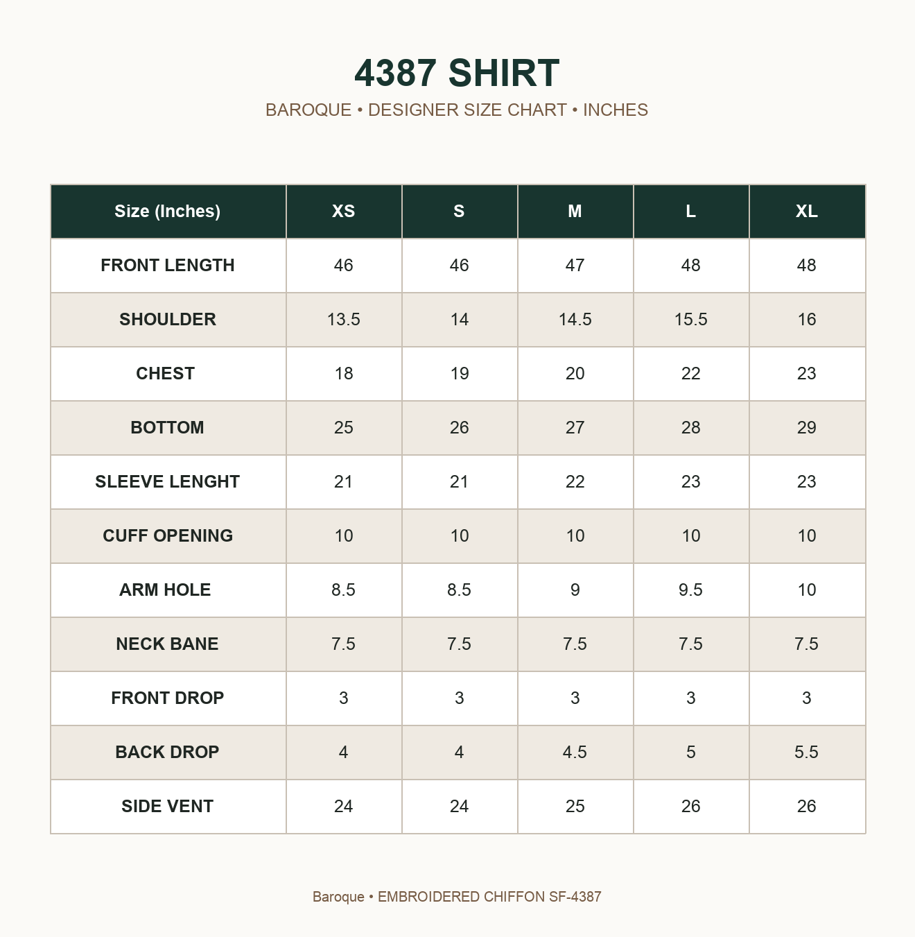 BAROQUE - EMBROIDERED CHIFFON SF-4387 — 4387 SHIRT