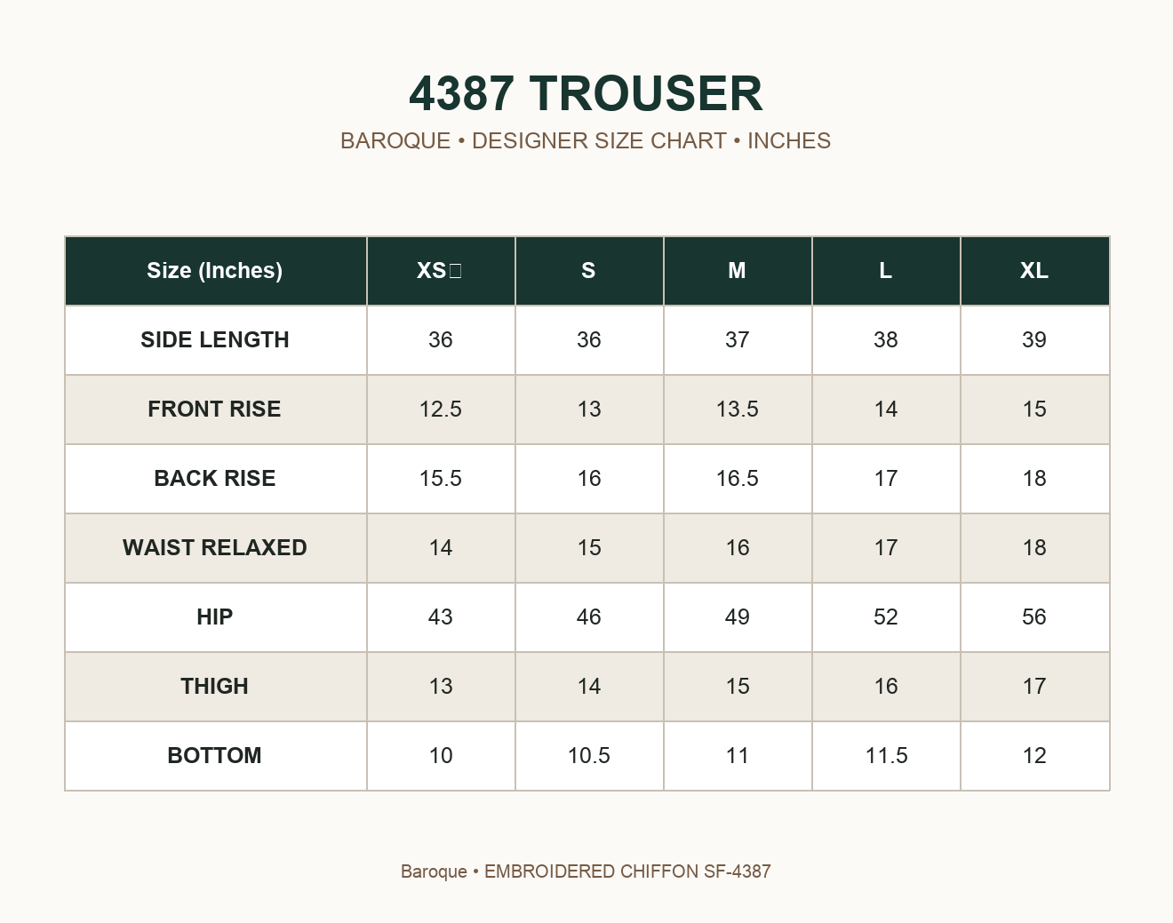 BAROQUE - EMBROIDERED CHIFFON SF-4387 — 4387 TROUSER