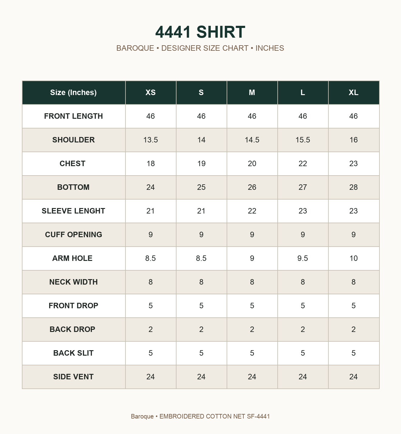 BAROQUE - EMBROIDERED COTTON NET SF-4441 — 4441 SHIRT