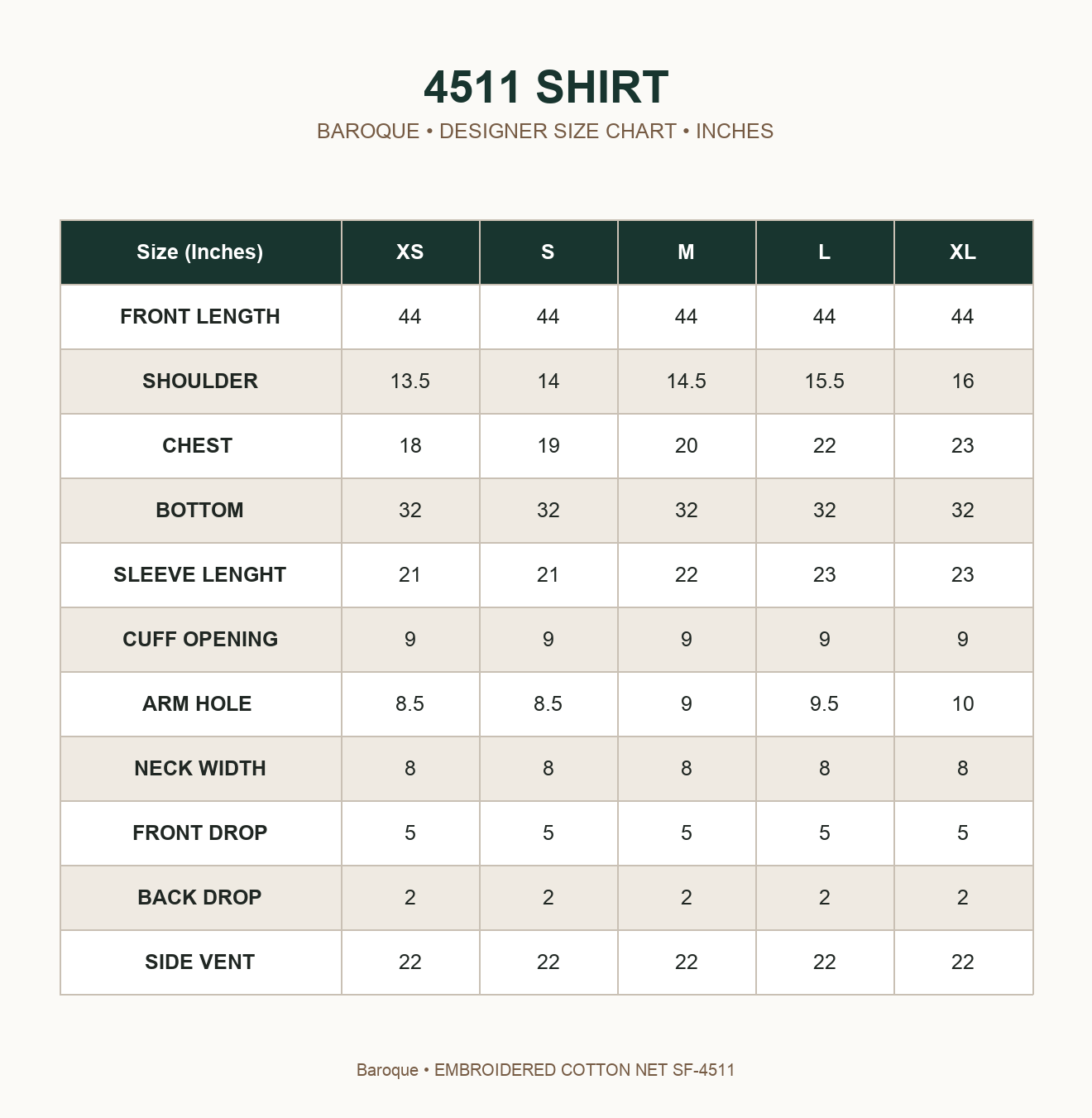 BAROQUE - EMBROIDERED COTTON NET SF-4511 — 4511 SHIRT