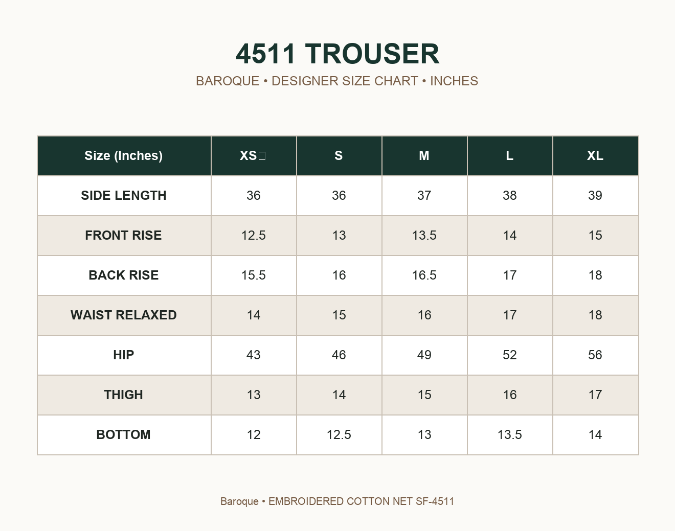 BAROQUE - EMBROIDERED COTTON NET SF-4511 — 4511 TROUSER