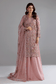 Ramsha H-608 Pink Embellished Organza Gown — outfit view 2