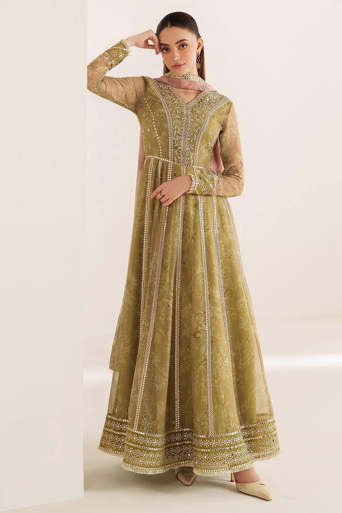 Jazmin EMBROIDERED CHIFFON UC-3089 - stitched formal outfit view 3