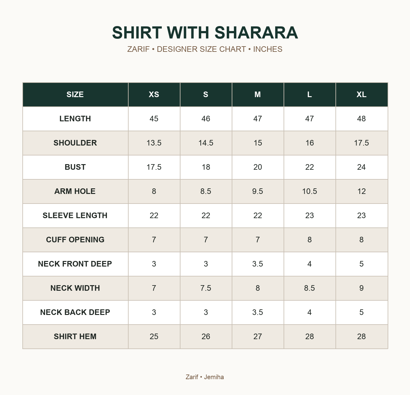 ZARIF - JEMIHA — SHIRT WITH SHARARA