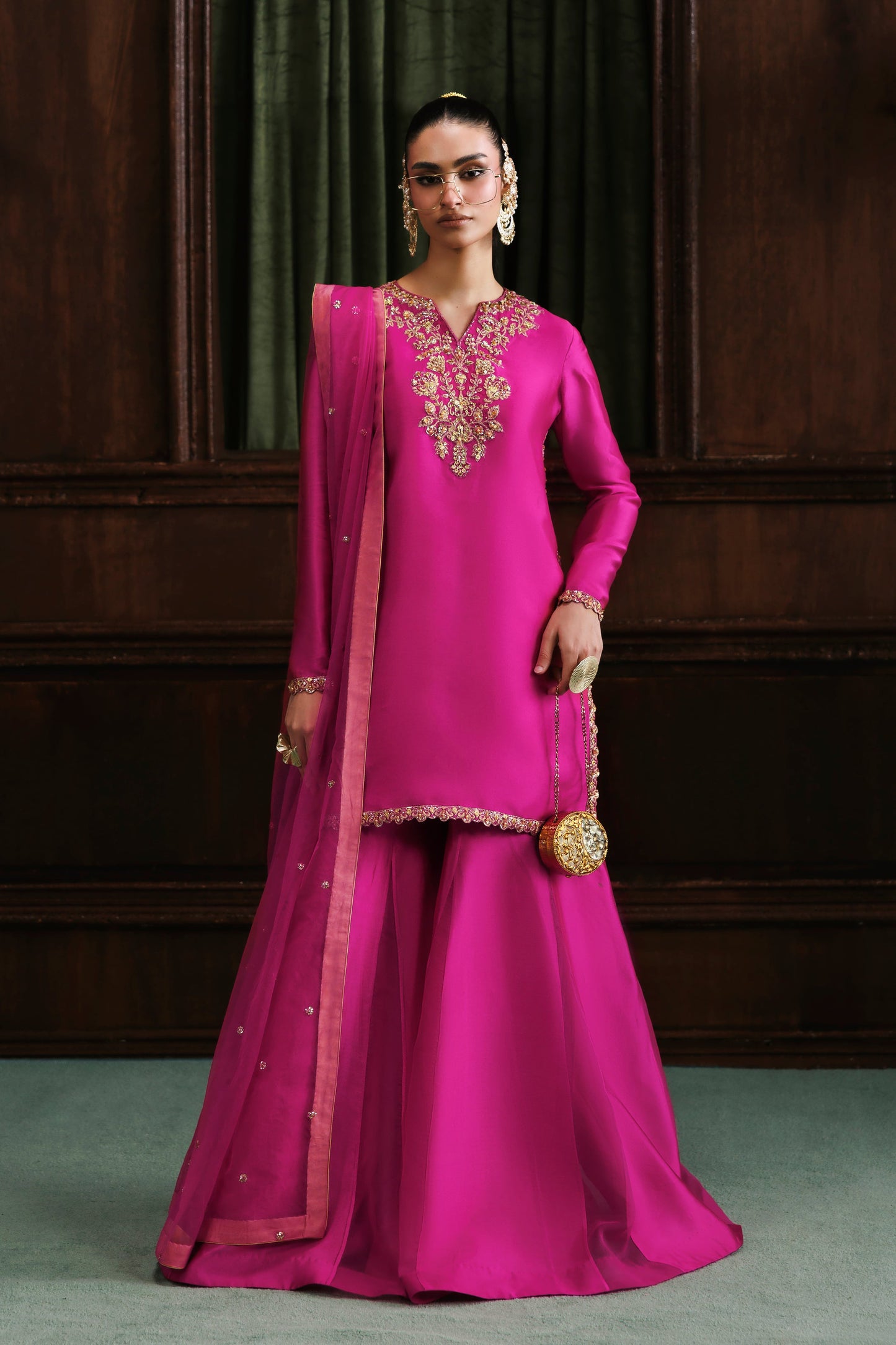 Akbar Aslam Mahak Fuchsia Silk Sharara Formal — outfit view 1