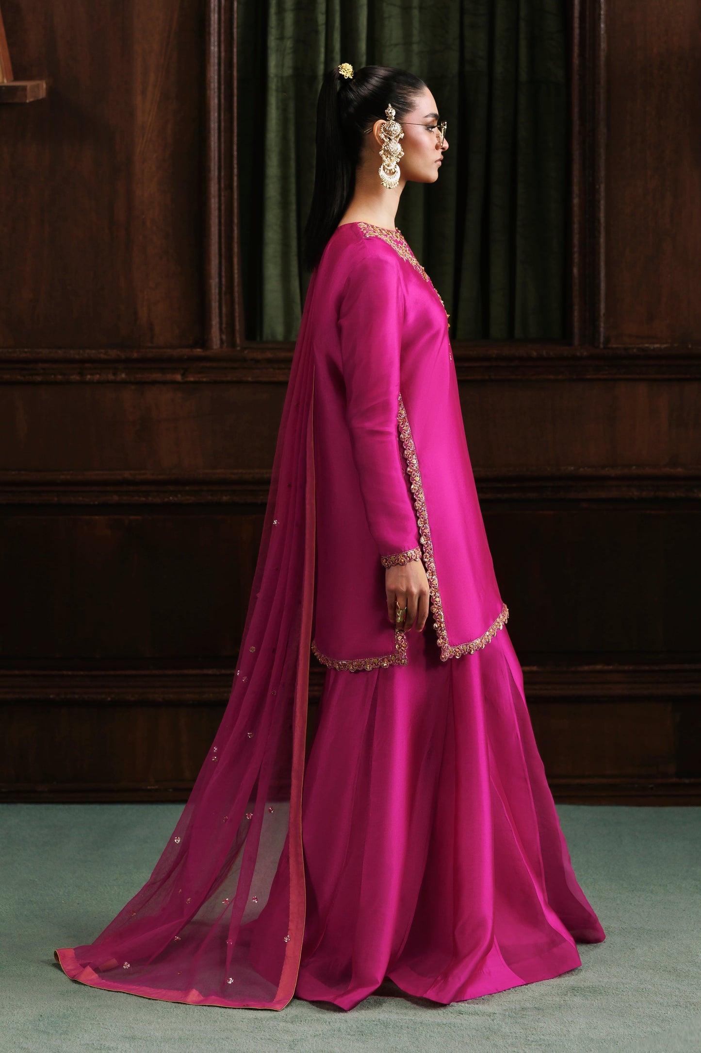 Akbar Aslam Mahak Fuchsia Silk Sharara Formal — outfit view 4