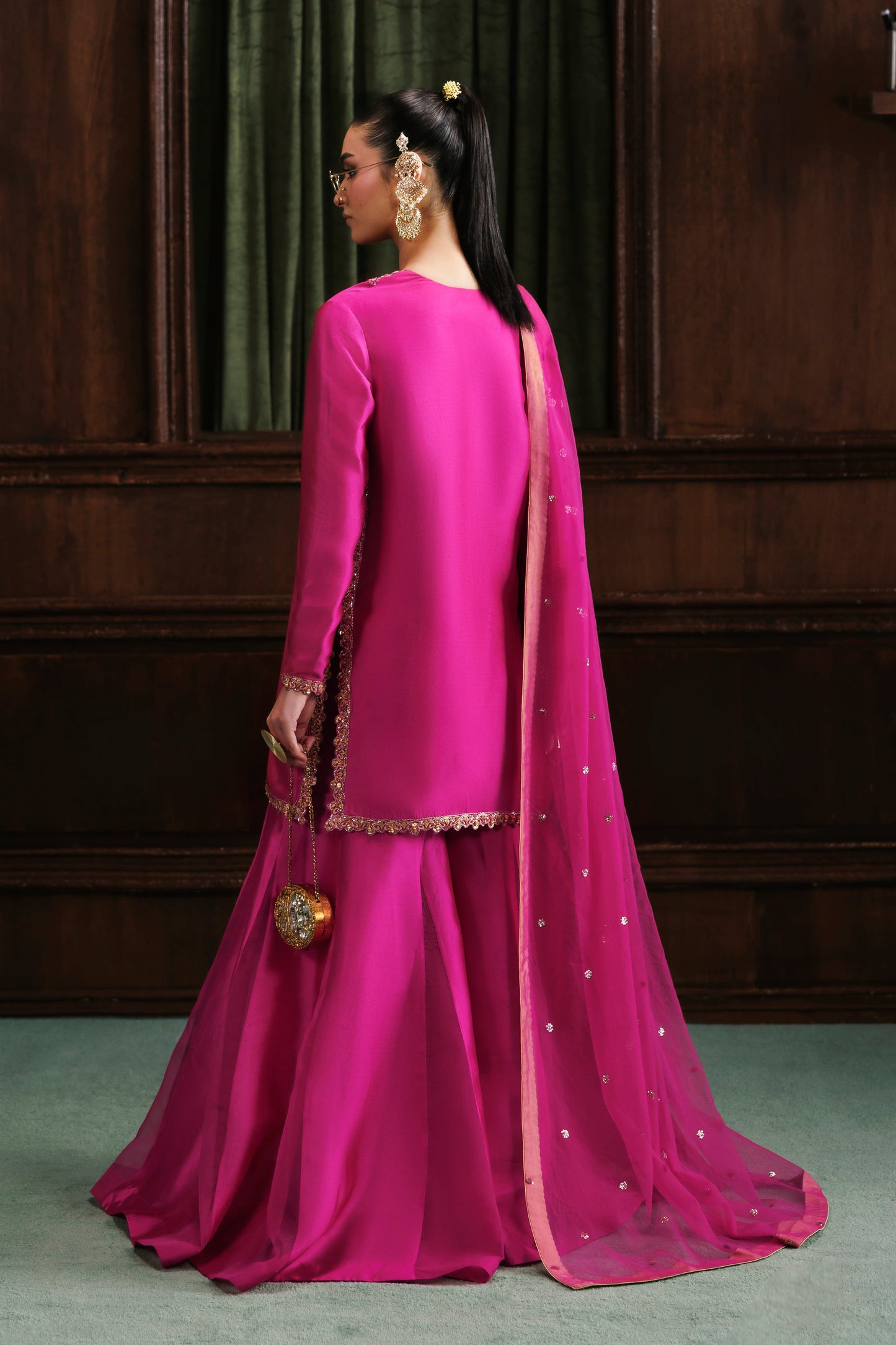 Akbar Aslam Mahak Fuchsia Silk Sharara Formal — outfit view 5