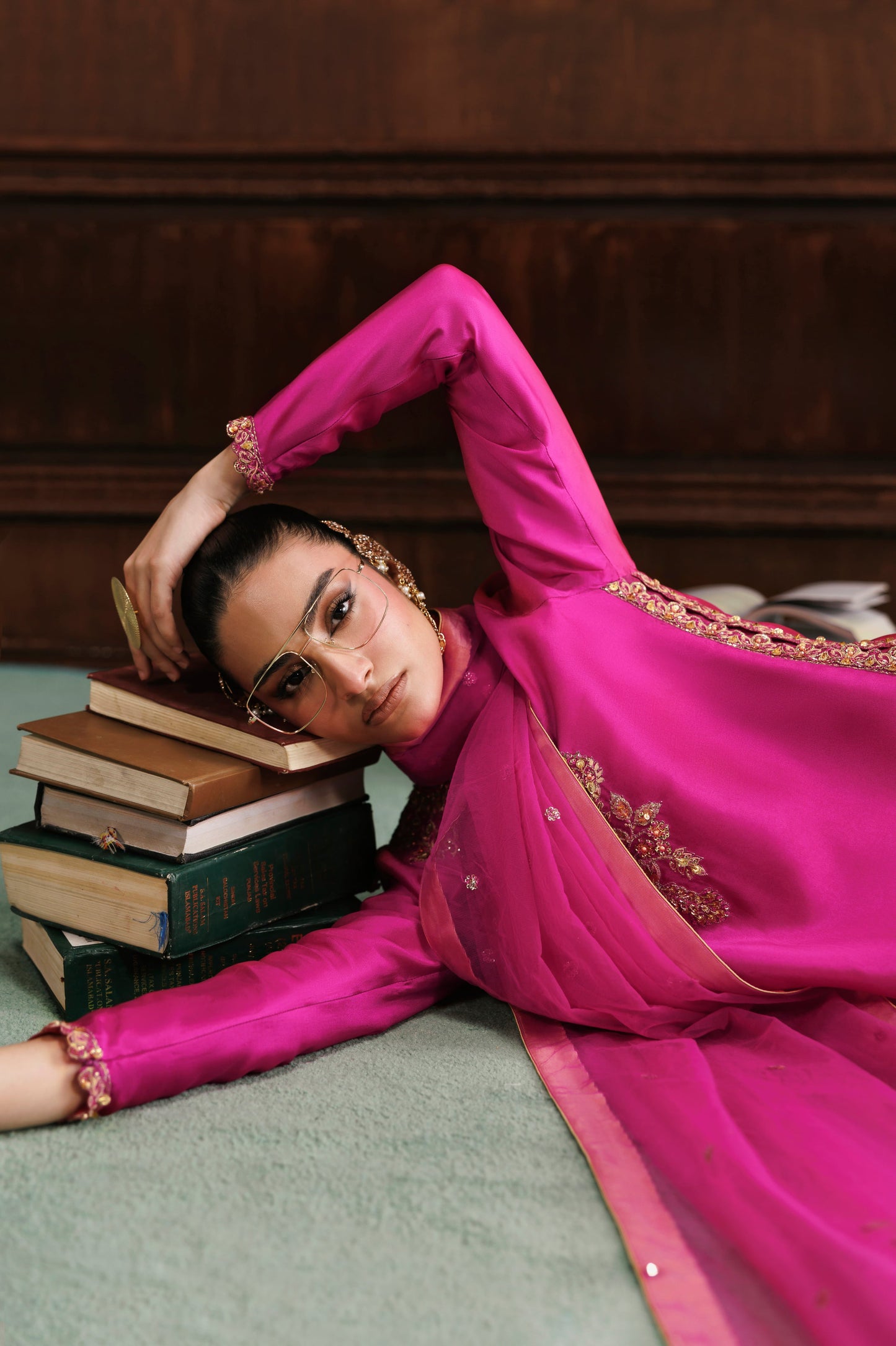 Akbar Aslam Mahak Fuchsia Silk Sharara Formal — outfit view 6