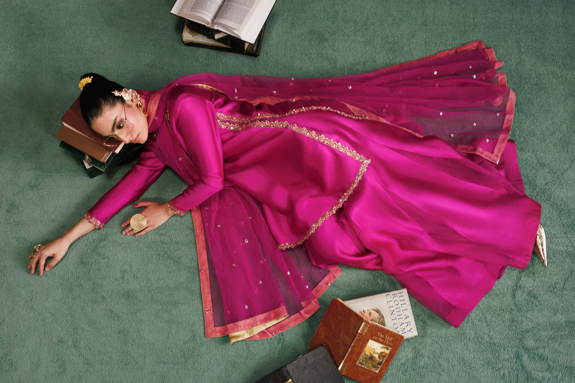 Akbar Aslam Mahak Fuchsia Silk Sharara Formal — outfit view 7
