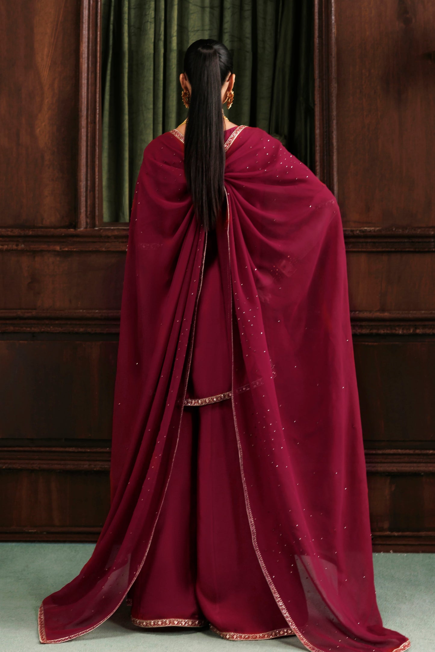 Akbar Aslam Sahar Red Silk Sharara Formal — outfit view 6