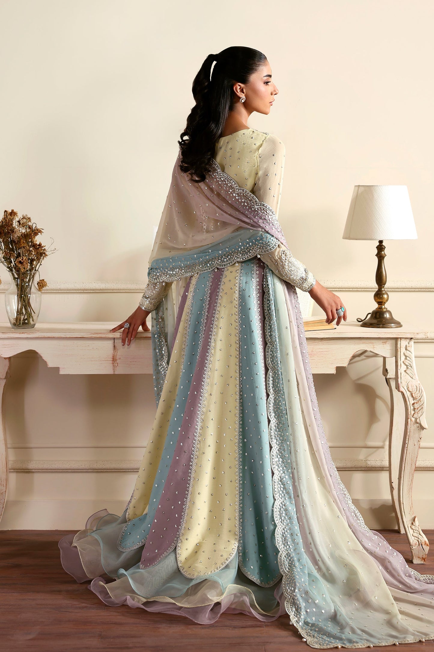 Zarif Sonal Pastel Chiffon Lehenga Choli — outfit view 2