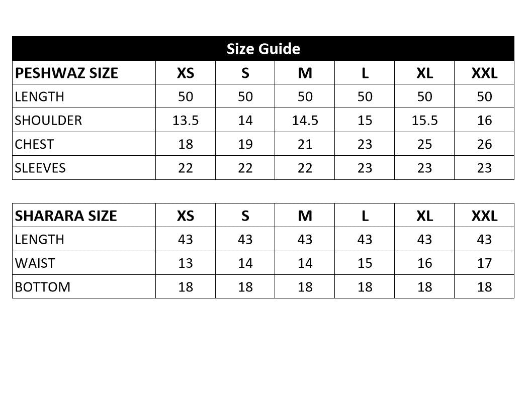RAMSHA - SR-104 NAZAKAT — designer size chart