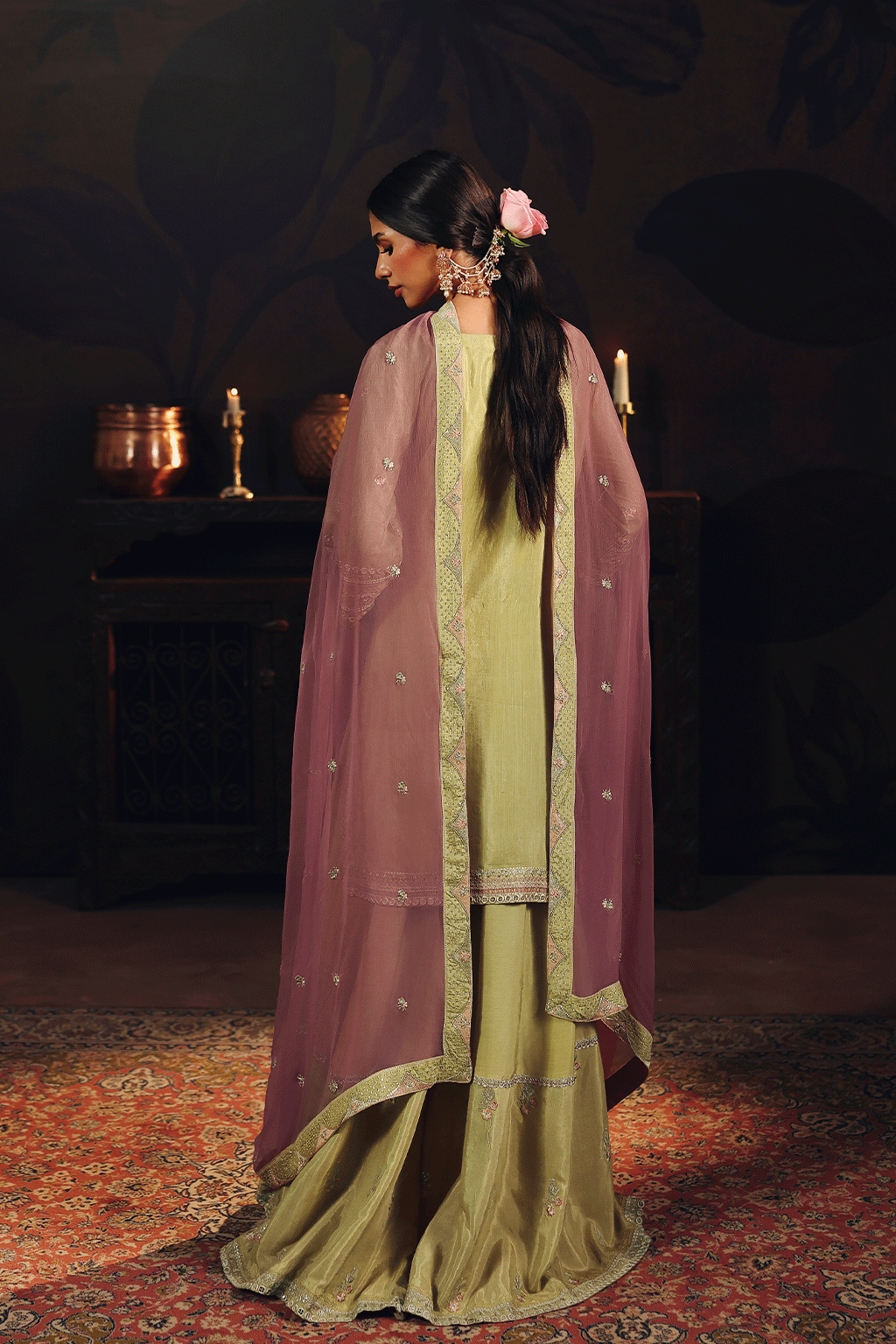 Ramsha SR-105 Chambeli Raw Silk Sharara Formal — outfit view 2