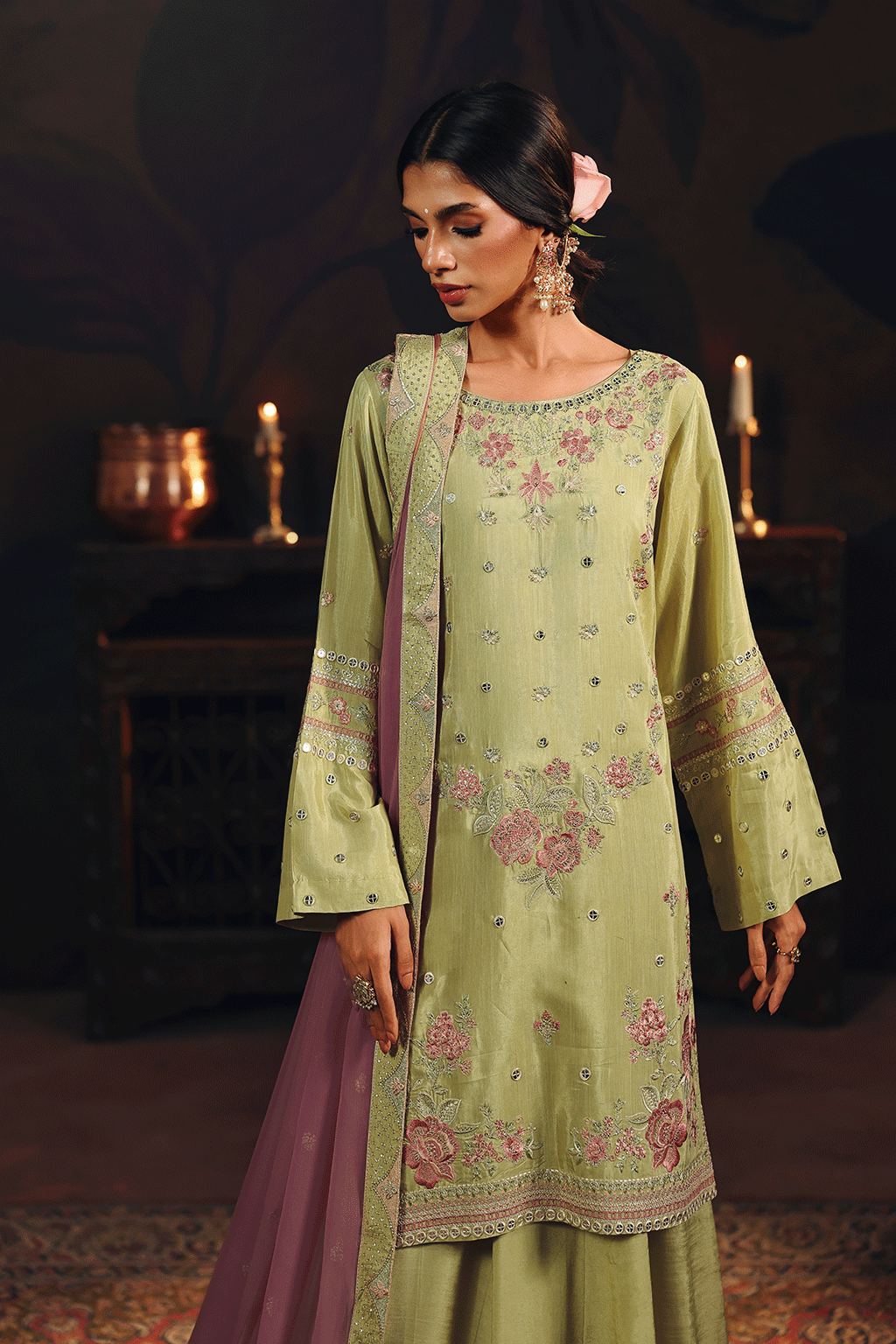 Ramsha SR-105 Chambeli Raw Silk Sharara Formal — outfit view 3