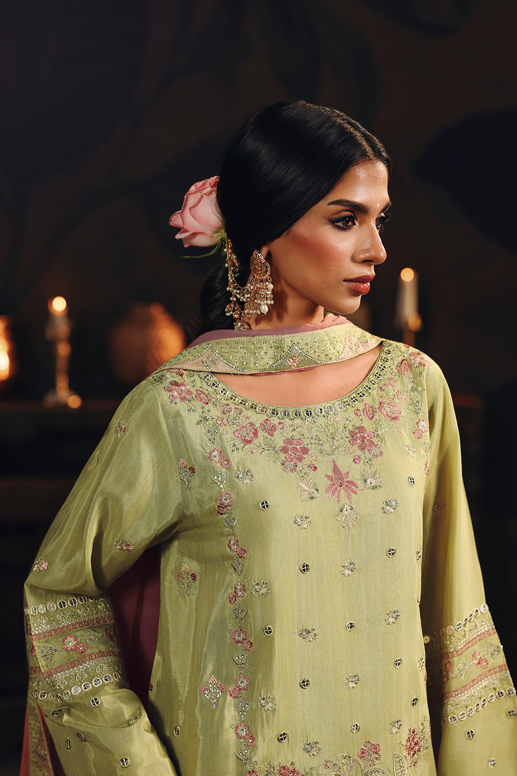 Ramsha SR-105 Chambeli Raw Silk Sharara Formal — outfit view 4
