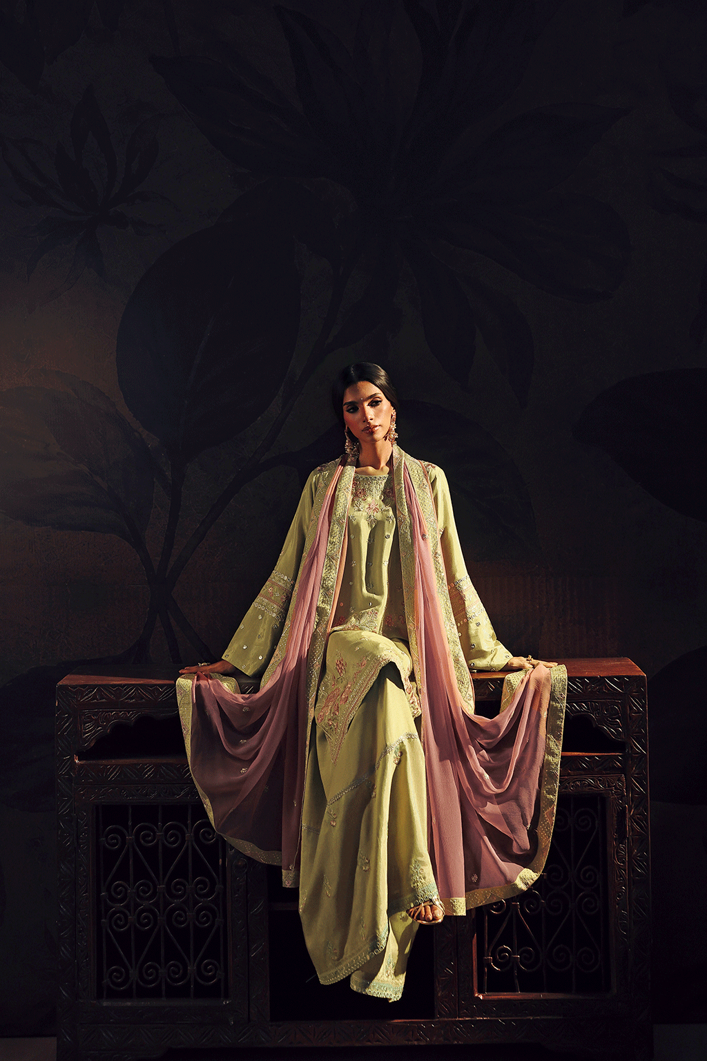 Ramsha SR-105 Chambeli Raw Silk Sharara Formal — outfit view 7