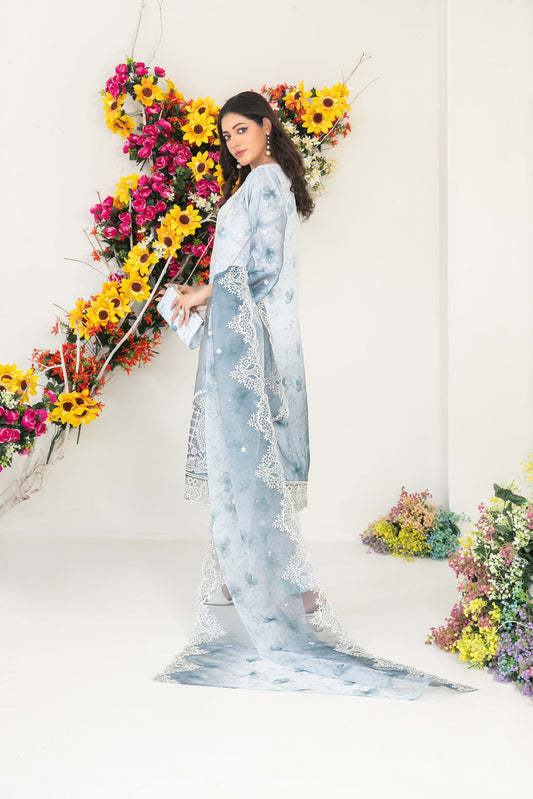 Tawakkal Fabrics Gulyaz With Clutch 3Pcs Stitched Fancy Emb Organza D-1934 - stitched formal outfit view 2