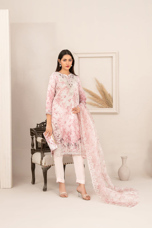Tawakkal Fabrics Linnea With Clutch Fancy Stitched Emb Organza D-4848 - stitched formal outfit view 1