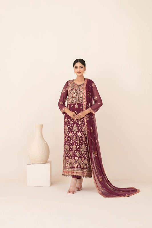 Tawakkal Fabrics LIBAAS-E-ISHQ 3pcs Stitched  Fancy Emb Chiffon [D-2731] - stitched formal outfit view 1