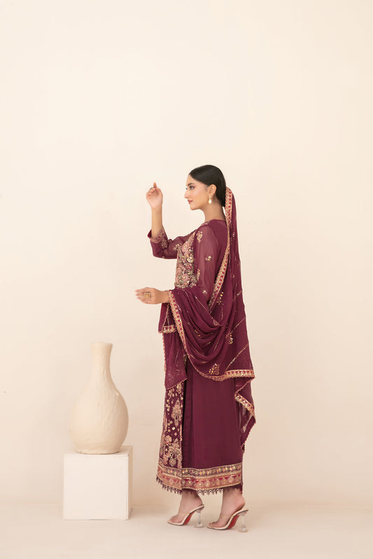 Tawakkal Fabrics LIBAAS-E-ISHQ 3pcs Stitched  Fancy Emb Chiffon [D-2731] - stitched formal outfit view 2