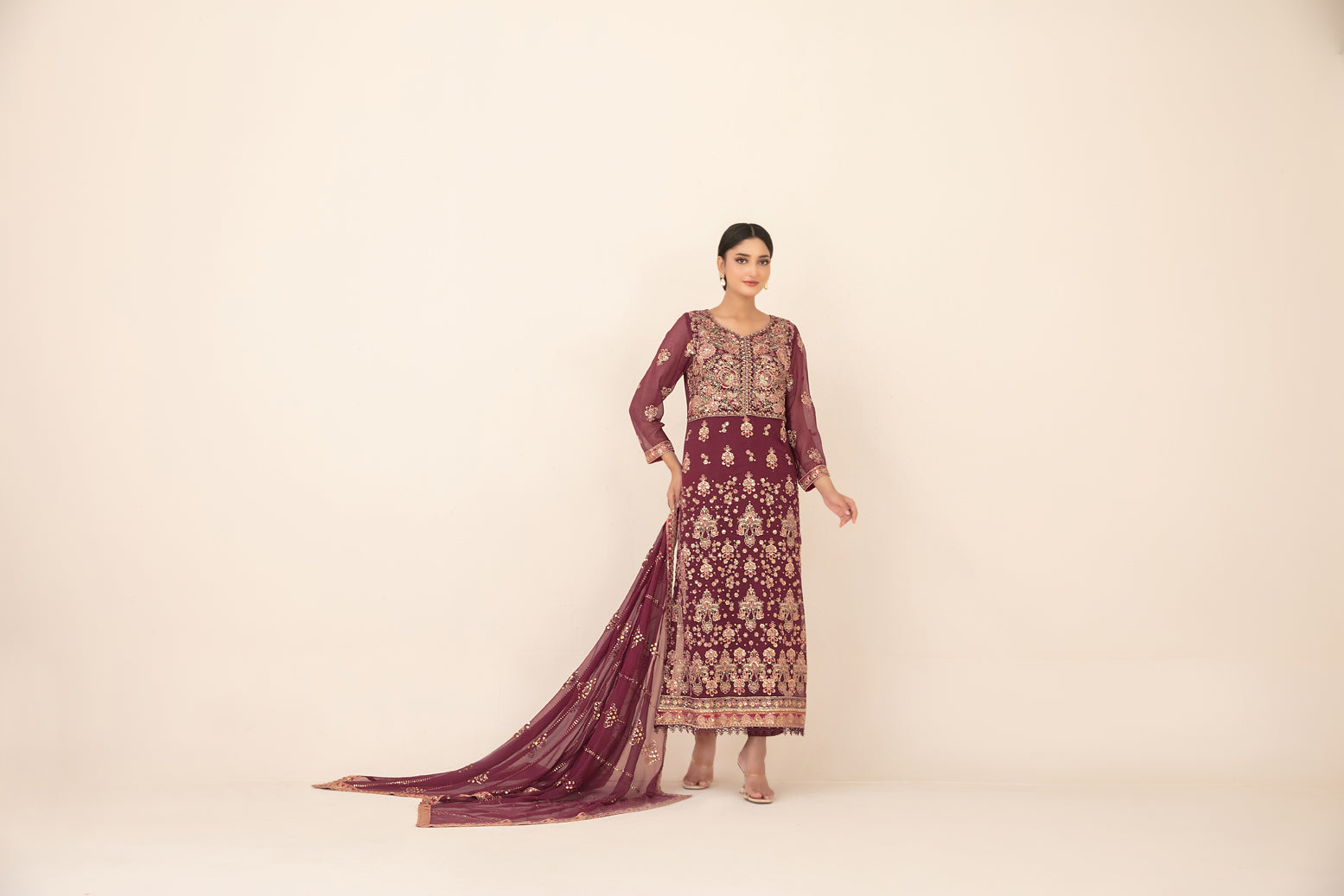 Tawakkal Fabrics LIBAAS-E-ISHQ 3pcs Stitched  Fancy Emb Chiffon [D-2731] - stitched formal outfit view 3