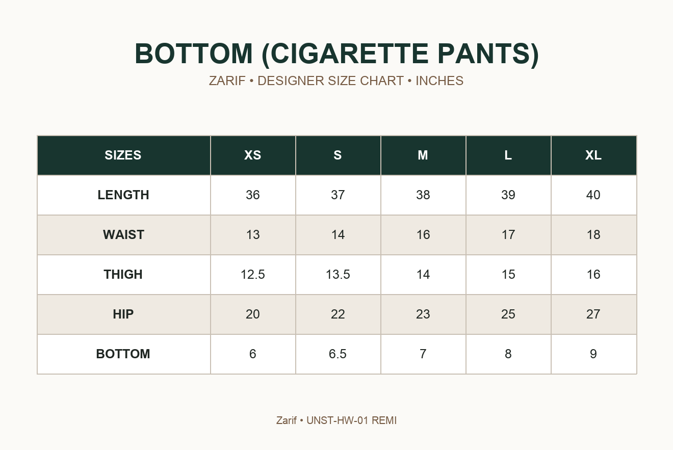 ZARIF - HW-01 REMI — BOTTOM (CIGARETTE PANTS)
