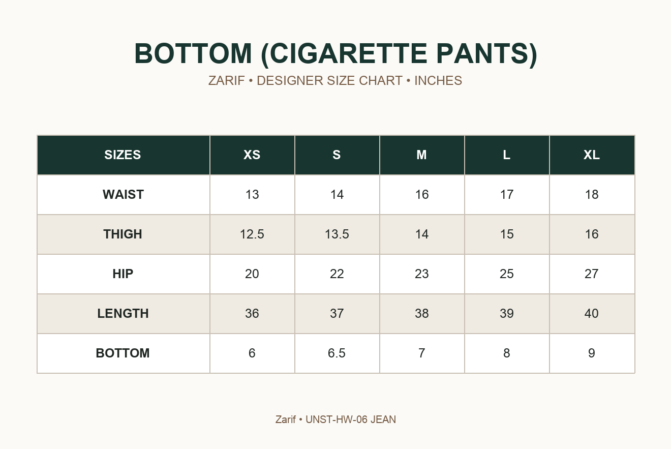 ZARIF - HW-06 JEAN — BOTTOM (CIGARETTE PANTS)