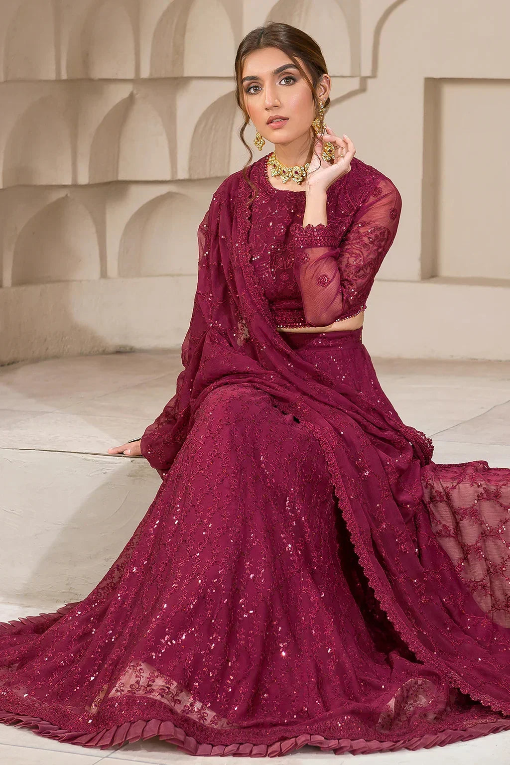 Zarif Berria Berry Chiffon Lehenga Choli — outfit view 3