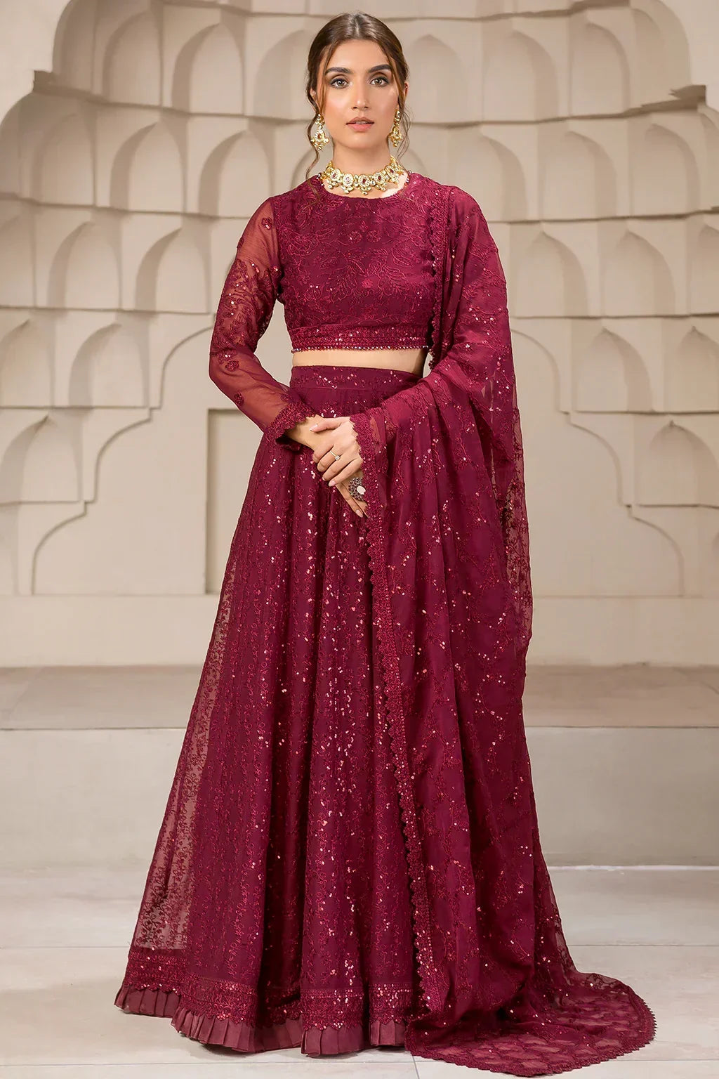 Zarif Berria Berry Chiffon Lehenga Choli — outfit view 4