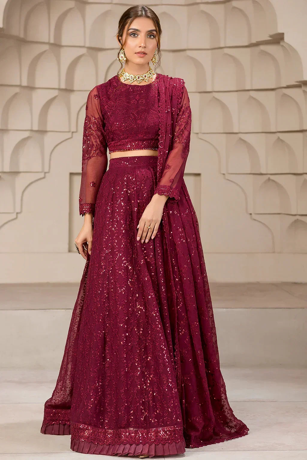 Zarif Berria Berry Chiffon Lehenga Choli — outfit view 5