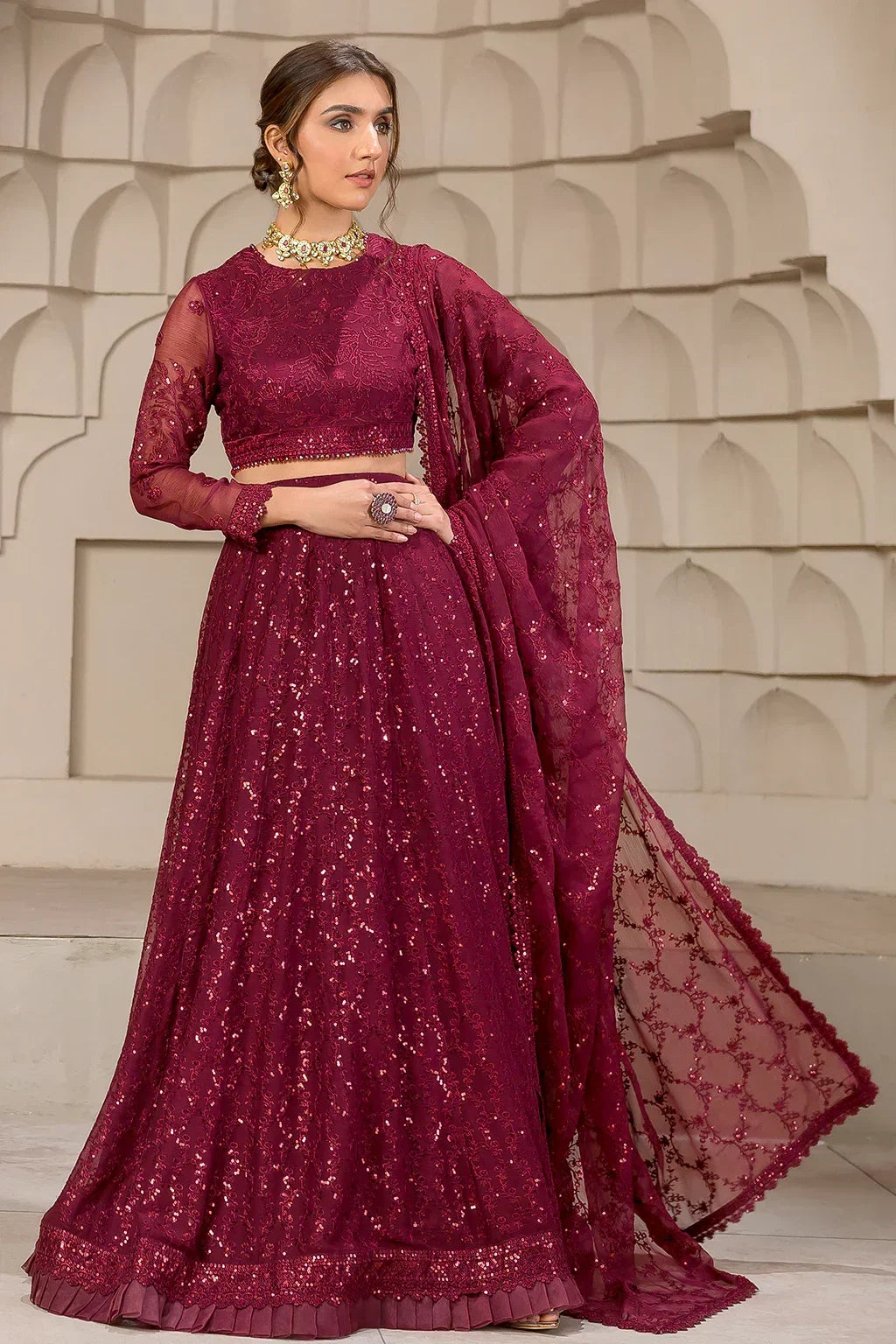Zarif Berria Berry Chiffon Lehenga Choli — outfit view 6