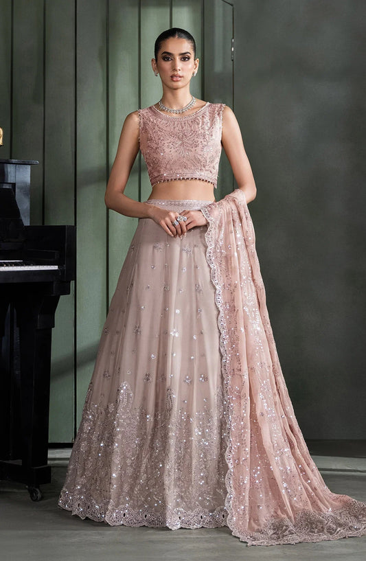 Zarif Elmira Pink Chiffon Lehenga Choli — outfit view 1