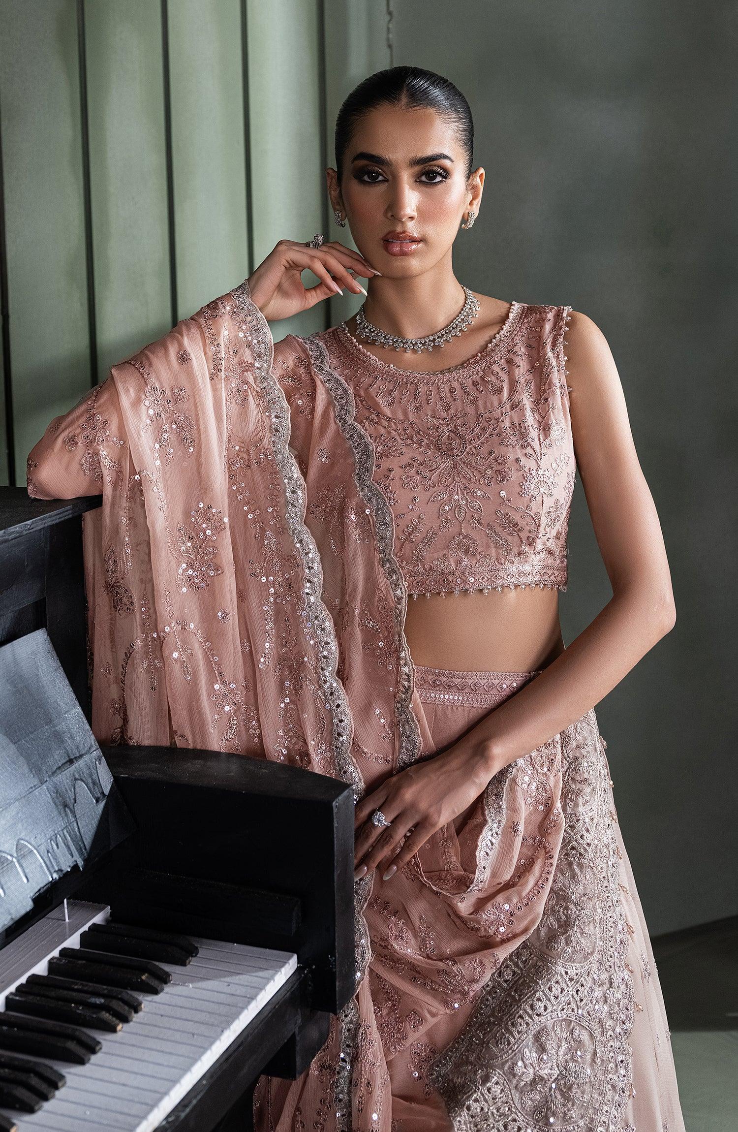 Zarif Elmira Pink Chiffon Lehenga Choli — outfit view 4