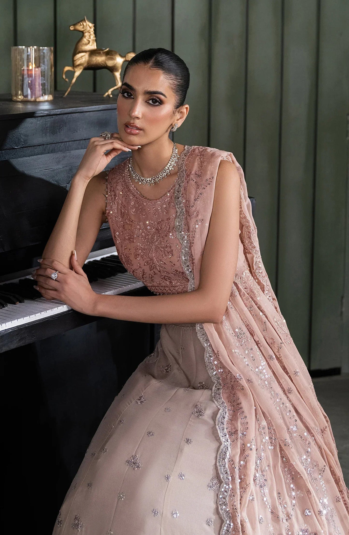Zarif Elmira Pink Chiffon Lehenga Choli — outfit view 6
