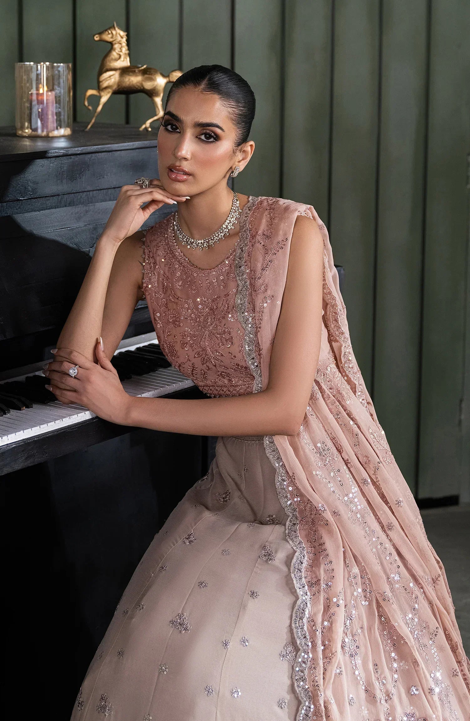 Zarif Elmira Pink Chiffon Lehenga Choli — outfit view 6