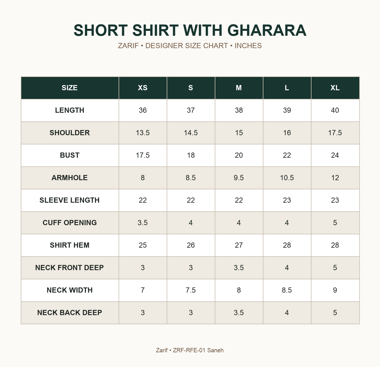 ZARIF - ZRF-RFE-01 SANEH — SHORT SHIRT WITH GHARARA